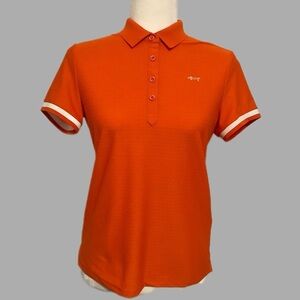 Louis Castel Orange Collared Golf Tennis Sport Short Sleeve Collared Shirt Small